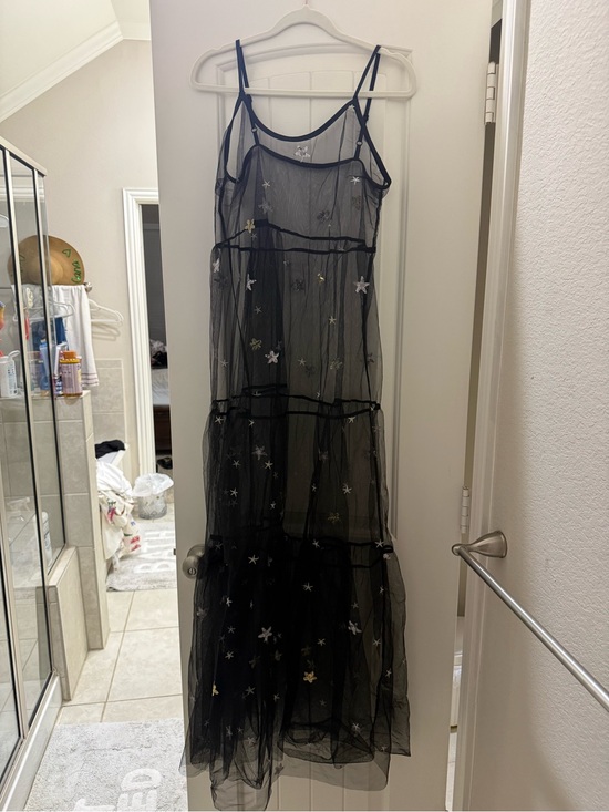 Other - Sheer Black Star-Embroidered Maxi Dress